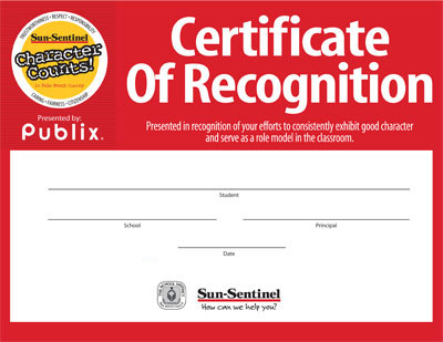 Character Counts Certificate