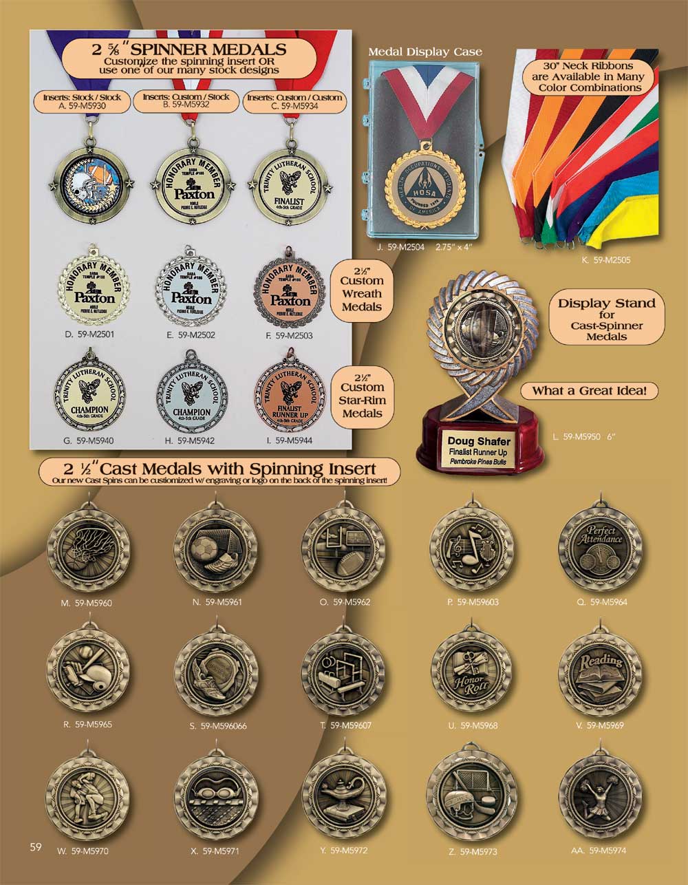 Custom printed medals and spinners