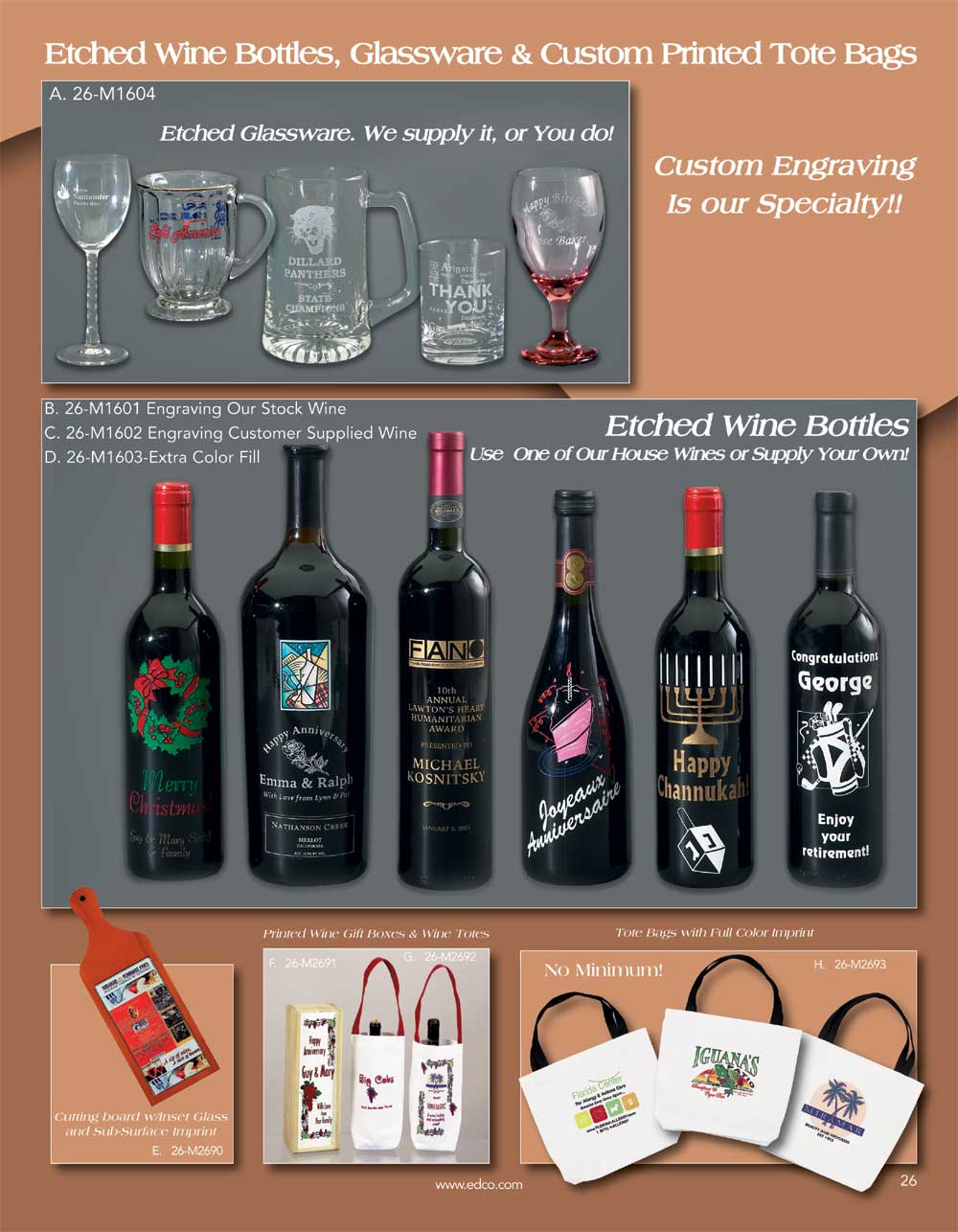 Etched Wine Bottles and Glassware