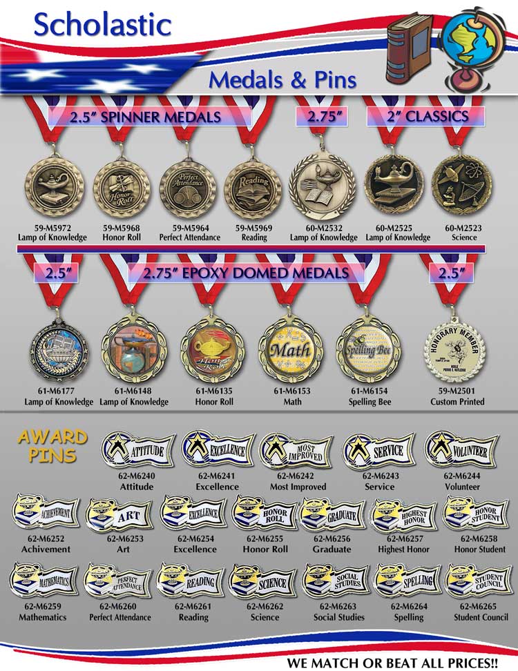 Scholastic Medals and Pins