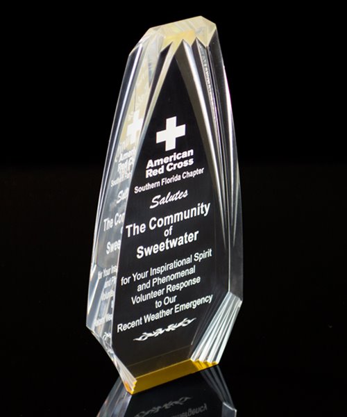 Gold Acrylic Diamond Obelisk Award | DNK-AG, DNK-BG, DNK-CG | Edco Awards