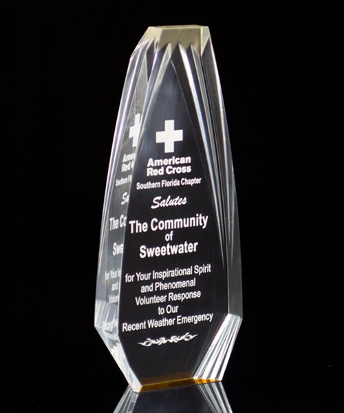 Gold Acrylic Diamond Obelisk Award | DNK-AG, DNK-BG, DNK-CG | Edco Awards