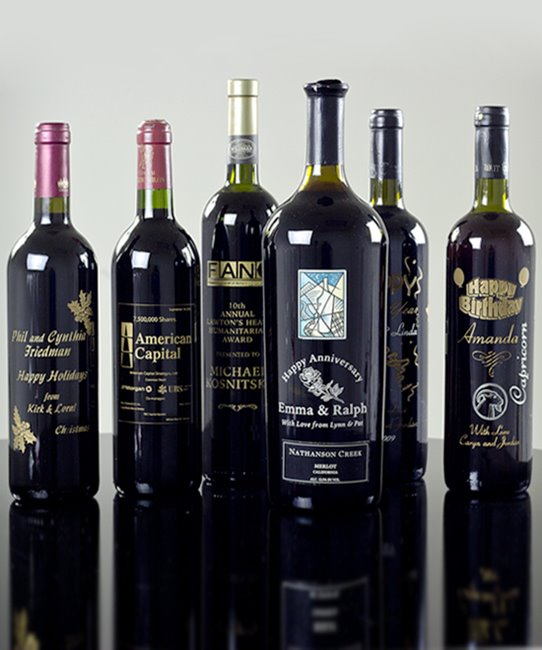 Engraved wine bottles discount