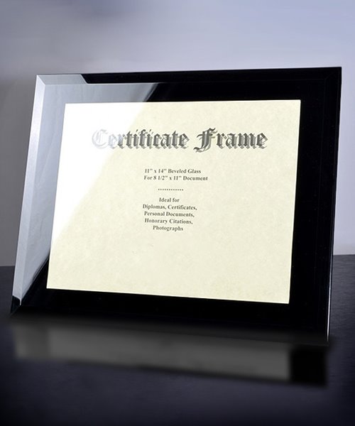 Picture of Black Glass Certificate Frame