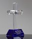 Picture of Beveled Cross Crystal Award with Blue Base