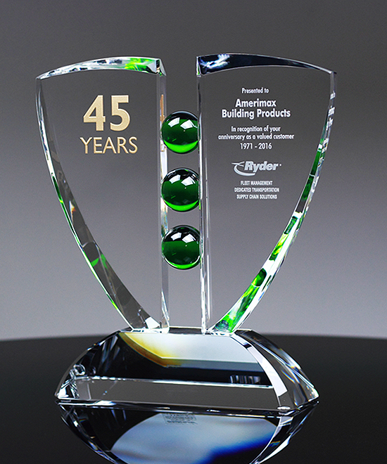 Green Crystal Pinion Award - Large Size | Edco Awards