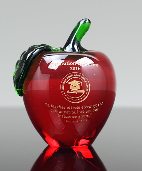Picture of Red Crystal Apple Paperweight