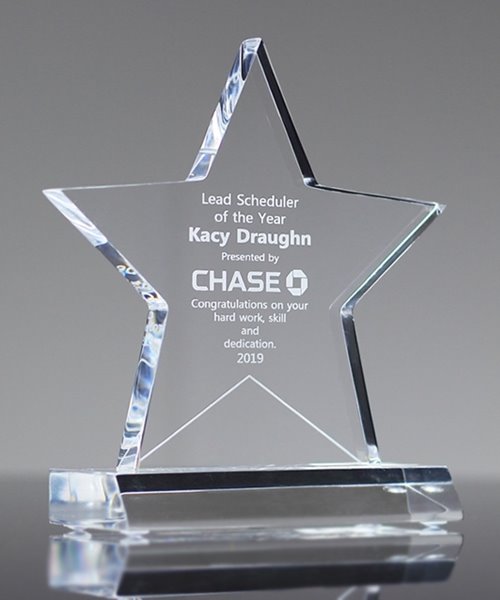 Premium Acrylic Colour Star Award Achieve School Trophy FREE Engraving 2sizes 