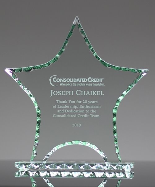 Picture of Pearl Edge Jade Glass Star Award