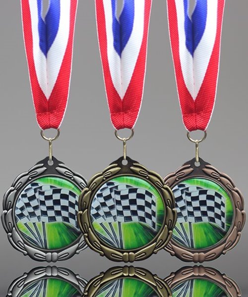 Racing Flags Epoxy Domed Medal | Edco Awards