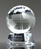 Picture of Crystal World Globe Pyramid Award