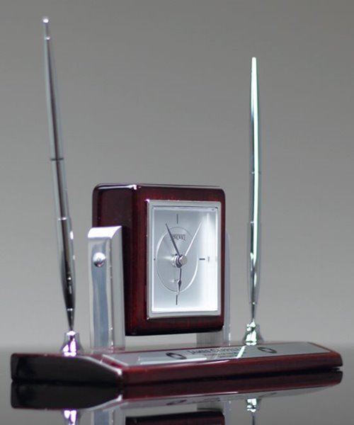 Picture of Rosewood Pen Set and Award Clock