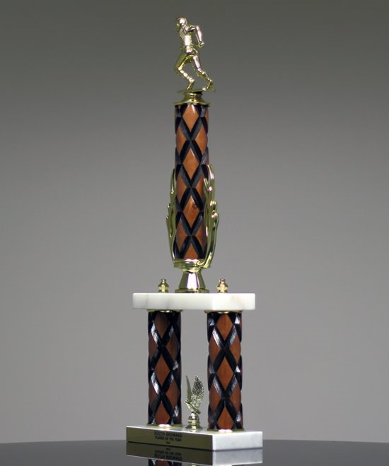 Classic Wood Column Two Post Football Trophy | Edco Awards
