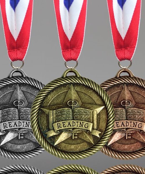 Reading Medals Award Trophy W/Free Lanyard FREE SHIPPING BL315 