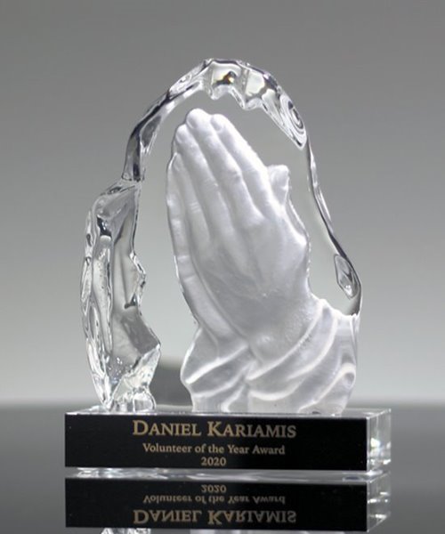 Picture of Molten Glass Praying Hands Award