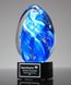 Picture of Blue Oval Swirl Art Glass Trophy