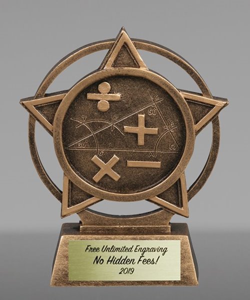 ENGRAVED FREE F3 Maths Star Happy Chappy Fun Award Trophy 