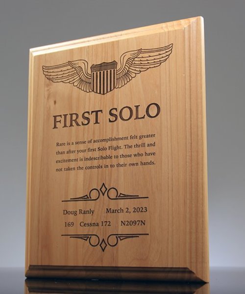 Picture of First Solo Flight Award Plaque