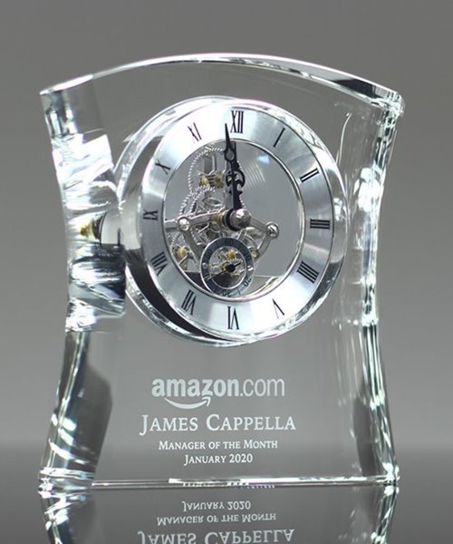 Picture of Custom Engraved Crystal Gift Clock