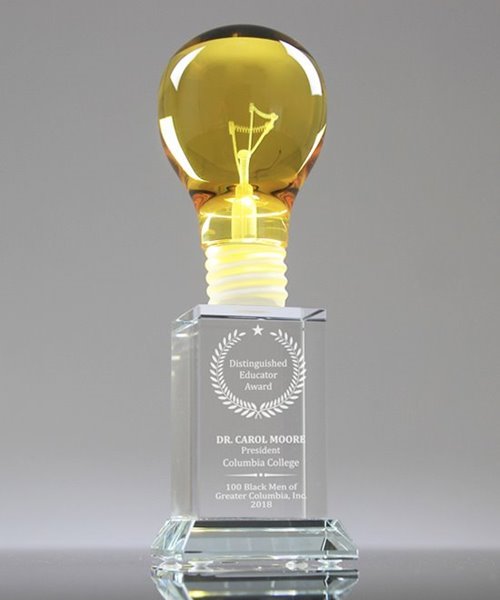 Picture of Amber Light Bulb Crystal Award