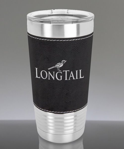 Picture of Personalized 20 oz. Stainless Leatherette Polar Camel Tumbler in Black