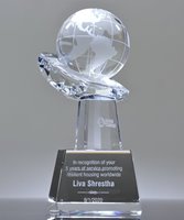 Picture of Globe In Hand Crystal Award