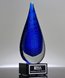 Picture of Blue Rain Drop Art Glass Award