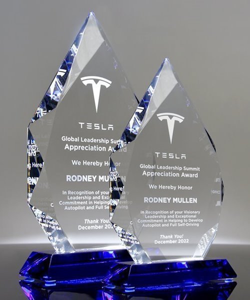 Elegant Essence Diamond Crystal Customized Recognition Award w/ Text - Trophy Partner Custom Awards