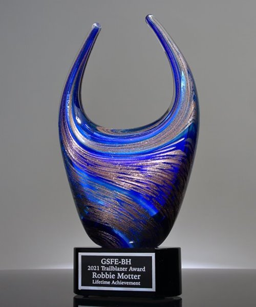 Picture of Blue Dual Rising Art Glass Trophy