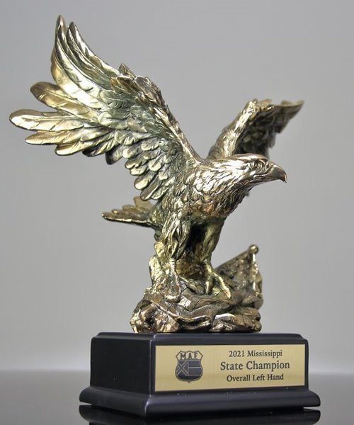 Picture of Gold Eagle Statue With American Flag