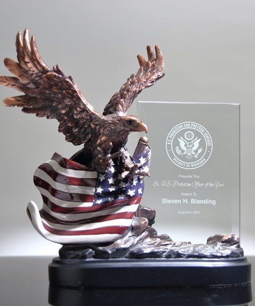 Picture of American Eagle Memorial Glass Plaque