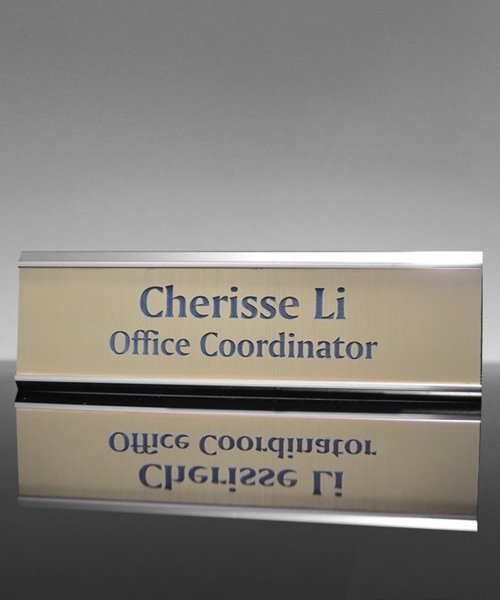 Picture of Door Name Plate with Slide-In Silver Frame