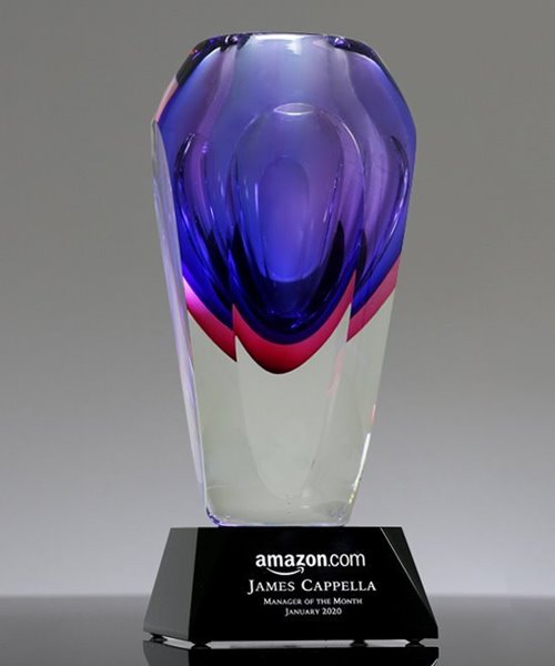 Picture of Amethyst Art Crystal Vase Award