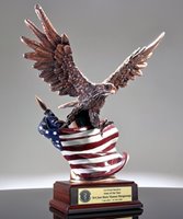 Picture of Eagle Award Statue With Rustic Flag