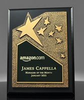 Award Plaques Blackwood Piano Finish Plaque - Sublimation Color Imprinted  Aluminum Silver Border Plate