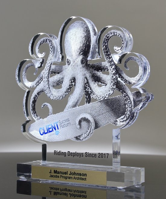 Surfing Trophy Custom Acrylic Octopus | Edco Awards