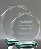 GLASS DRAMA THEATRE 18CM OCTAGON AWARD TROPHY GA1051 ENGRAVED PERSONALISED 