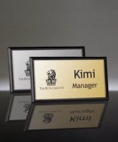 Picture of Imprinted Metal Name Badge With Black Frame - 3 x 1.5 Inch