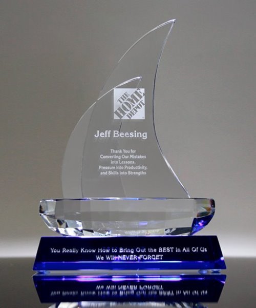 Home / Corporate Awards / Crystal Awards / Faceted Sailboat Crystal Award