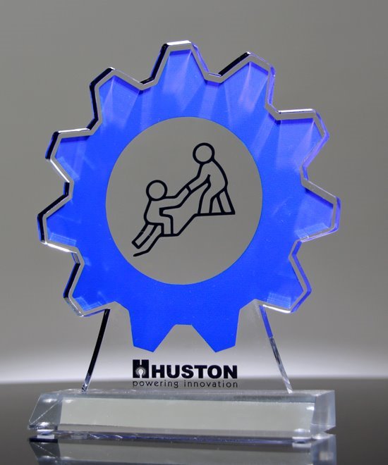 Acrylic Gear Trophy - Full Color Printed | Edco Awards