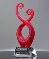 Picture of Red Murano Swirl Art Glass Award - Clear Base
