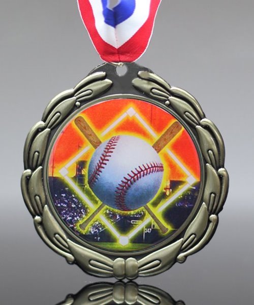 Picture of Epoxy-Domed Baseball Medals - Crossed Bats Theme