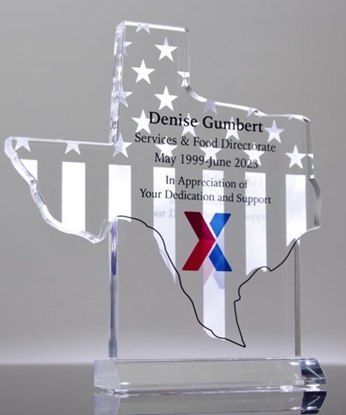 Picture of Texas State Shape Acrylic Award with Two Sided Printing