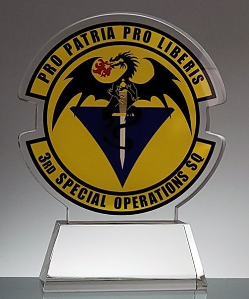 Picture of Custom Military Emblem Crystal Trophy