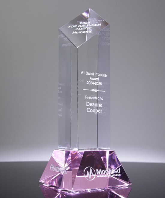 Diamond Tower Pink Crystal Award