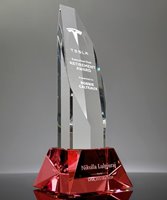 Picture of Executive Octagon Tower Crystal Award - Red Base