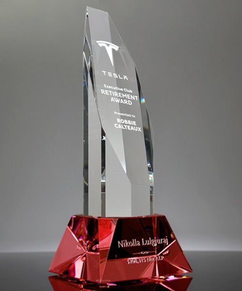 Picture of Executive Octagon Tower Crystal Award - Red Base
