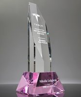 Picture of Executive Octagon Tower Crystal Award - Pink Base