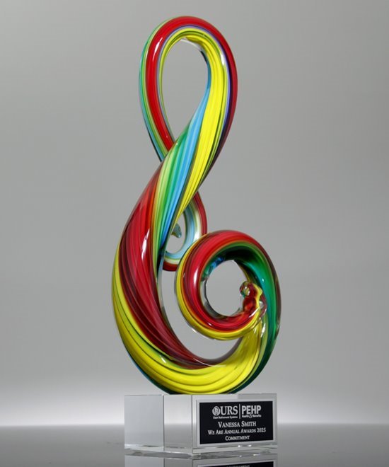 Rainbow Music Note Art Glass Award | Edco Awards