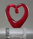Picture of Art Glass Red Heart Award with Clear Base